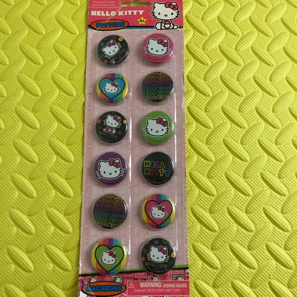HELLO KITTY NEON 12 Buttons mix pin set